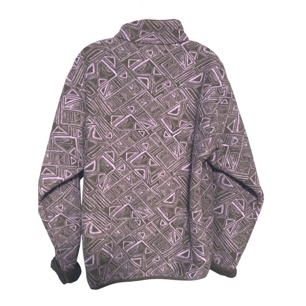 Oversized Geometric Pattern Quarter-Zip Fleece Pu… - image 2